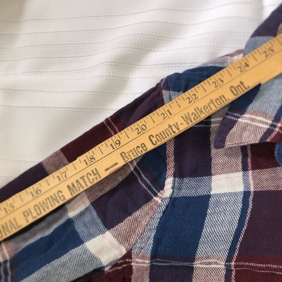 Kismet Plaid Button-Up Shirt in Blue and Burgundy - Picture 8 of 11